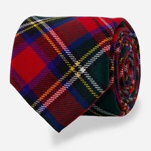 The Tie Bar Stewart Tartan Plaid Tie Red  NWT IN PACKAGE